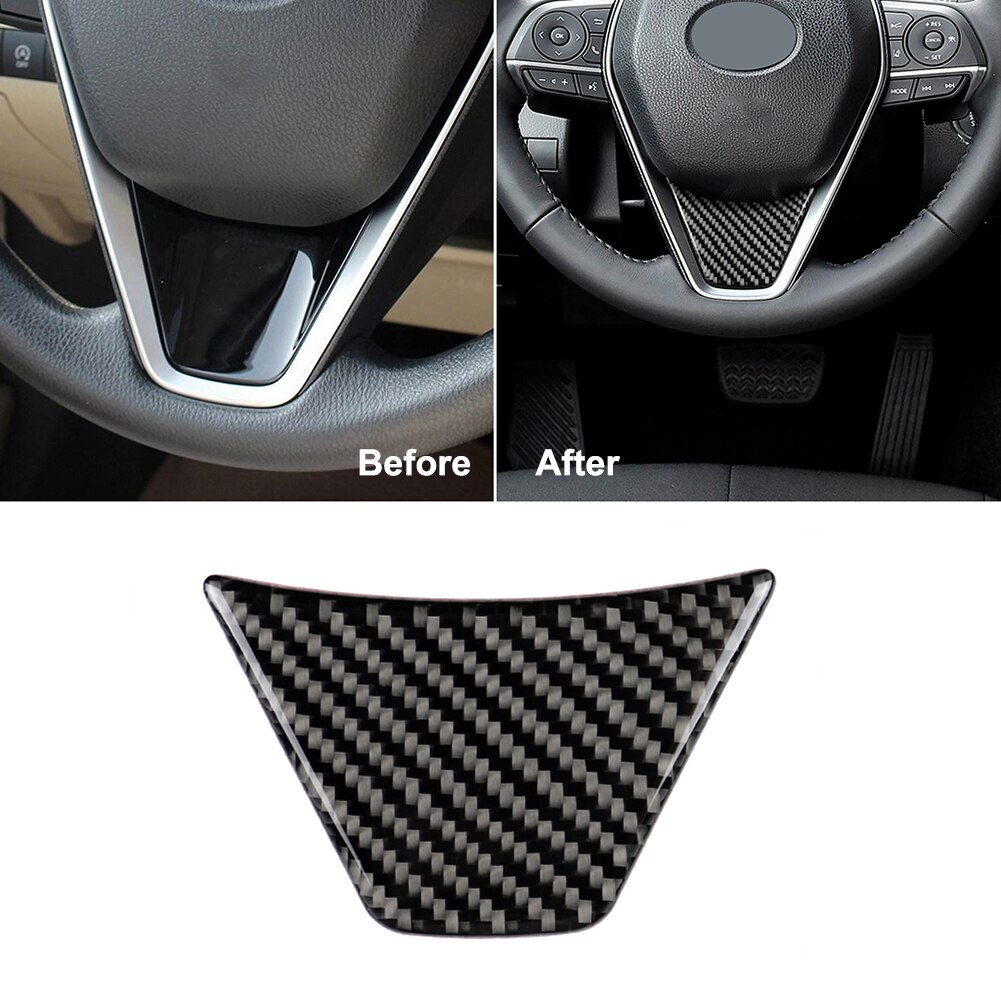 Carbon Fiber Steering Wheel Sticker for Toyota Camry Replacement Black Interior Car Sticker Decoration Accessories