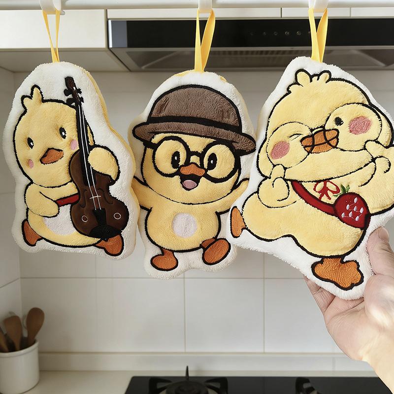 Handdoeken Leuke eend hangende handdoek Keuken Badkamer Gans Badbal Zachte absorberende microvezeldoek Cartoon kinderhanddoeken