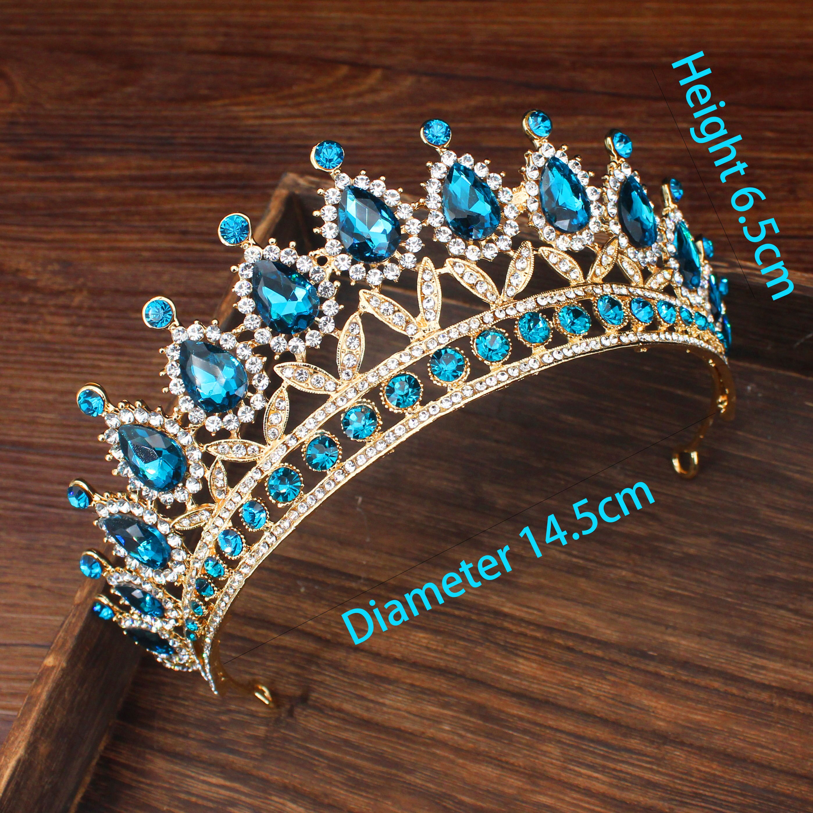 Wedding Bridal Tiara Crown Queen Sposa Oro Rosso di Cristallo Diadem Ornamenti Per Capelli Testa Accessori Dei Monili Delle Donne Pageant Copricapo