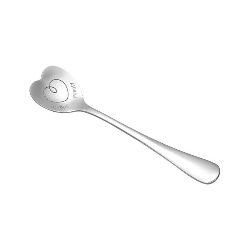 In Acciaio Inox A Forma di Cuore Forchetta Manico Lungo Cucchiaio di Zucchero Tè e Caffè Da Dessert Posate Cucchiaino di san valentino Regalo di Giorno di Nuovo: 6