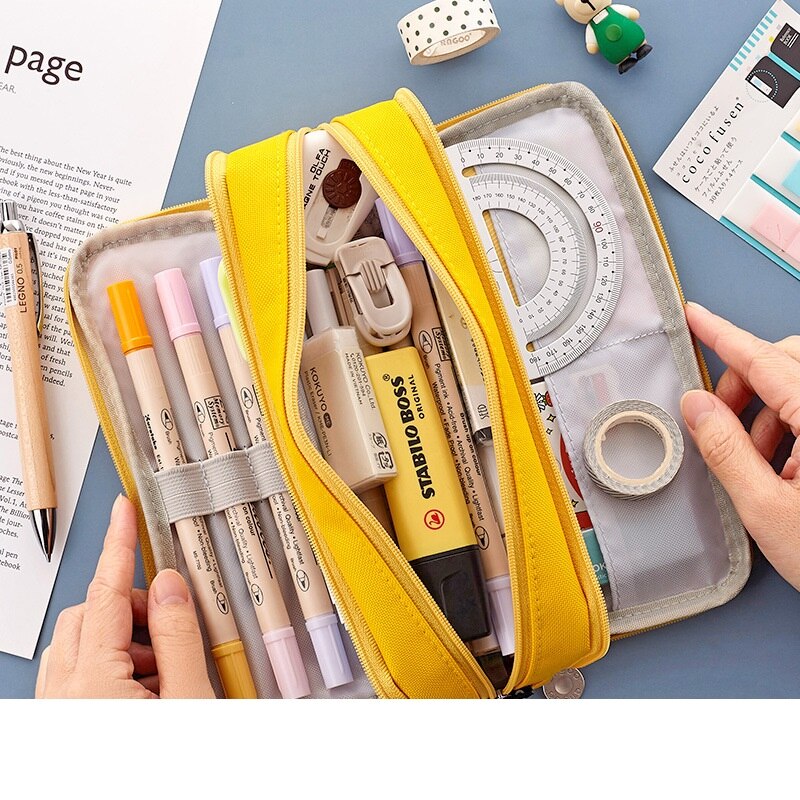 Angoo Doppel Gesicht Bleistift Tasche Kuli fallen Spezielle Macaron Farbe Dual Seite Leinwand Lagerung Beutel Schreibwaren Schule Reise F899