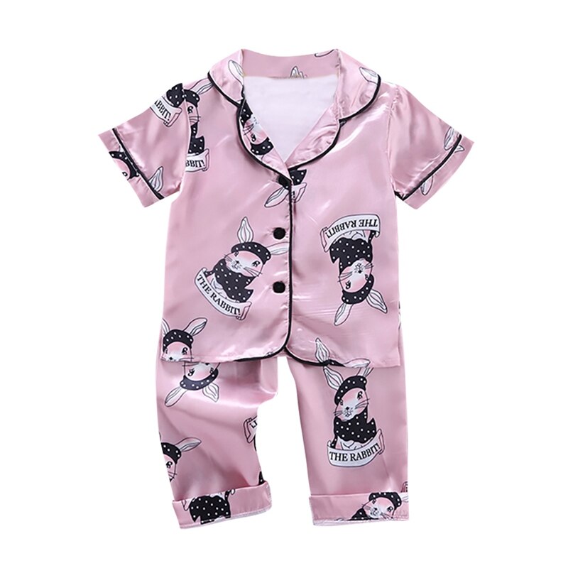 Été bébé vêtements enfants filles garçons pyjamas girafe vêtements de nuit 2 pièces à manches courtes Blouse hauts + ensemble de pantalons de nuit: P / 1T