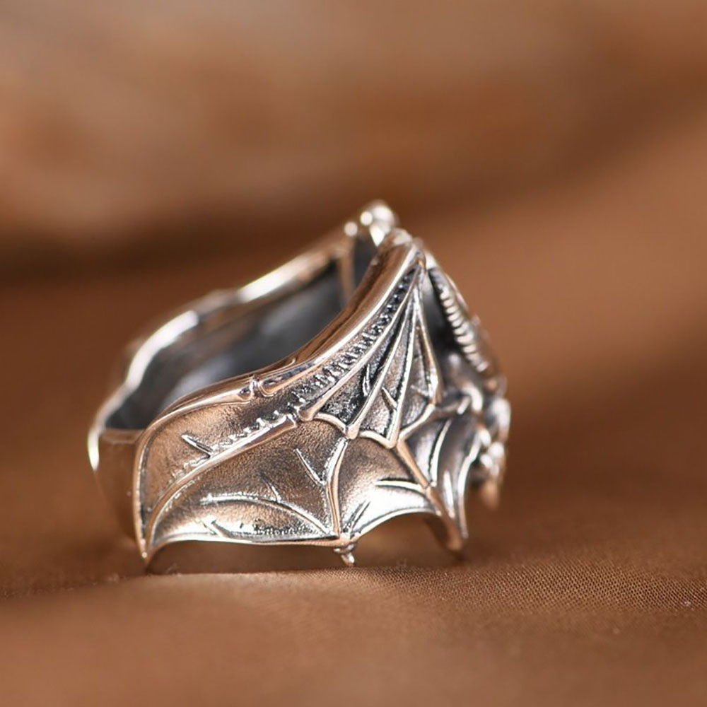 Anillo ajustable de murciélago y calavera para Halloween, mujeres, hombres, Punk, motociclista, cóctel, joyería de gótica