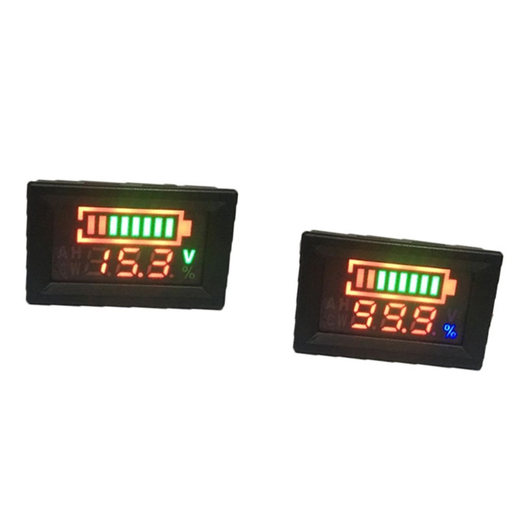 6-100V Dual Display Voltmeter Lead Acid Battery Percentage Digital Voltage Power Meter Anti-reverse Connection