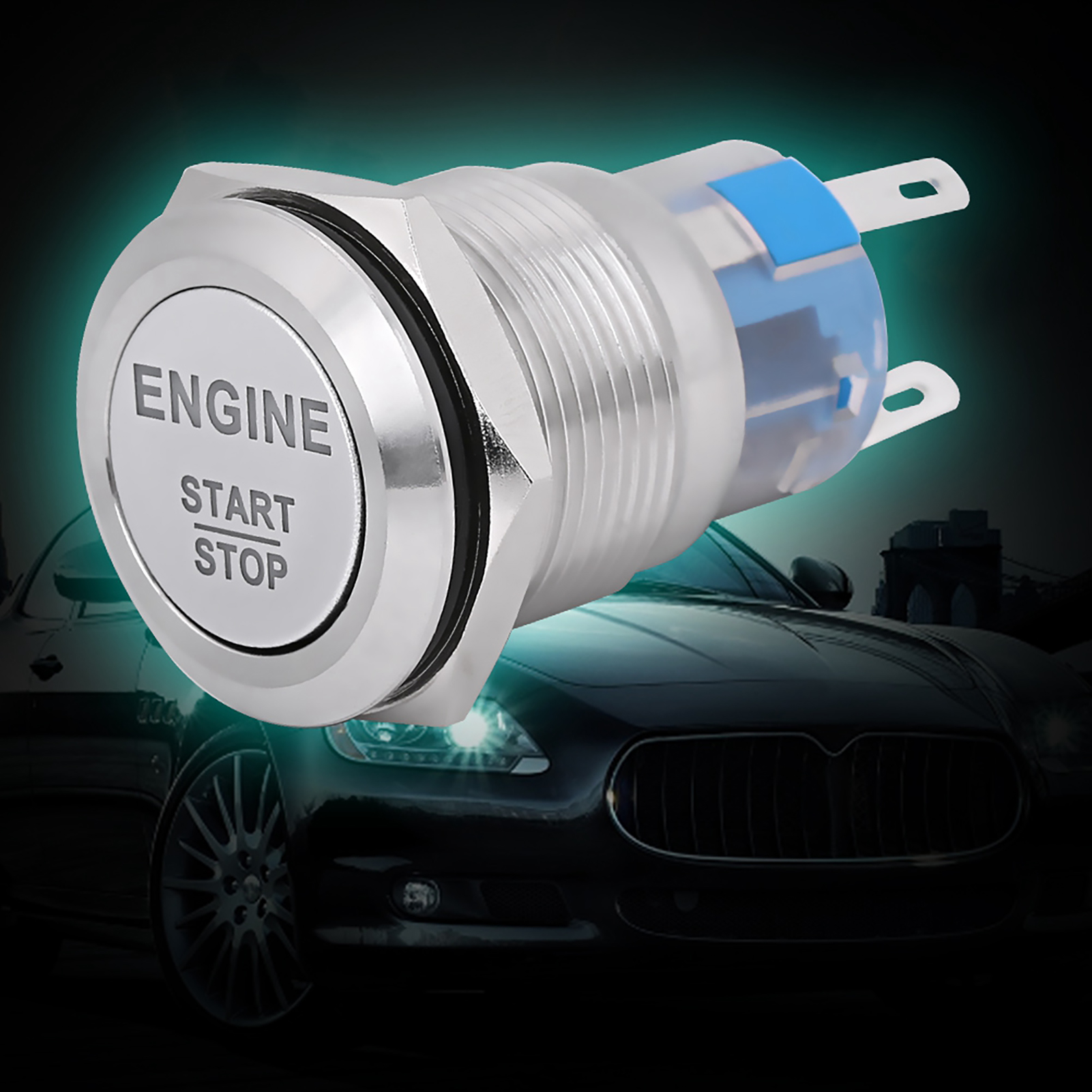 Interruptor de arranque de motor de coche, botón de arranque de motor de coche, LED blanco, 12V