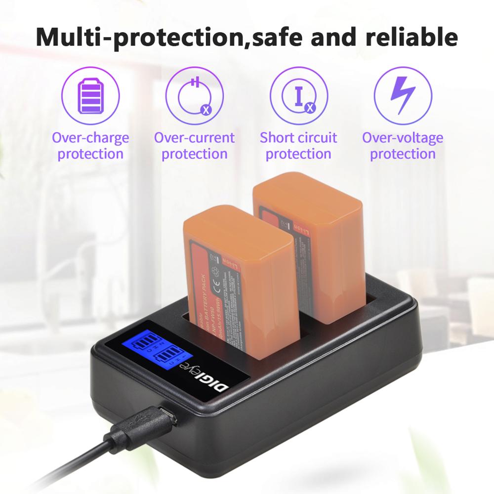 2160 mah np -fw50 npfw 50 batteri + lcd dubbel laddare för sony  a6000 a6400 a6500 a6300 a7 a7ii a7 rii  a7 sii  a7s a7r rx10
