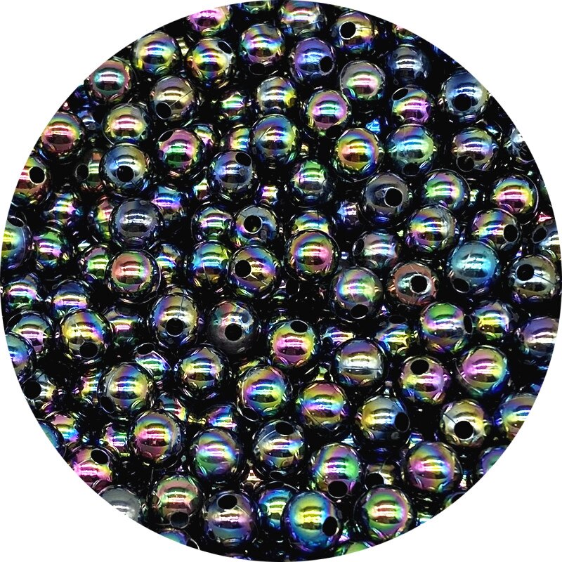 6 8 10mm AB Color Plating Acrylic Beads Loose Spacer Round Garment Jewelry Making DIY #Ro