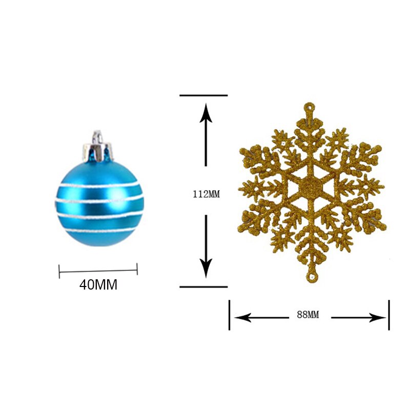 21 PCS/24 PCS Kleine Kerstballen Xmas Ballen Sneeuwvlok Kerstboom Ornament Opknoping Kerstballen Roze Blauw Bal Boom decoratie