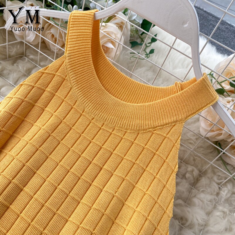 YuooMuoo-robe moulante, à la pour femmes, col licou, en tricot, sans manches, Streetwear, nouveauté pour l'été