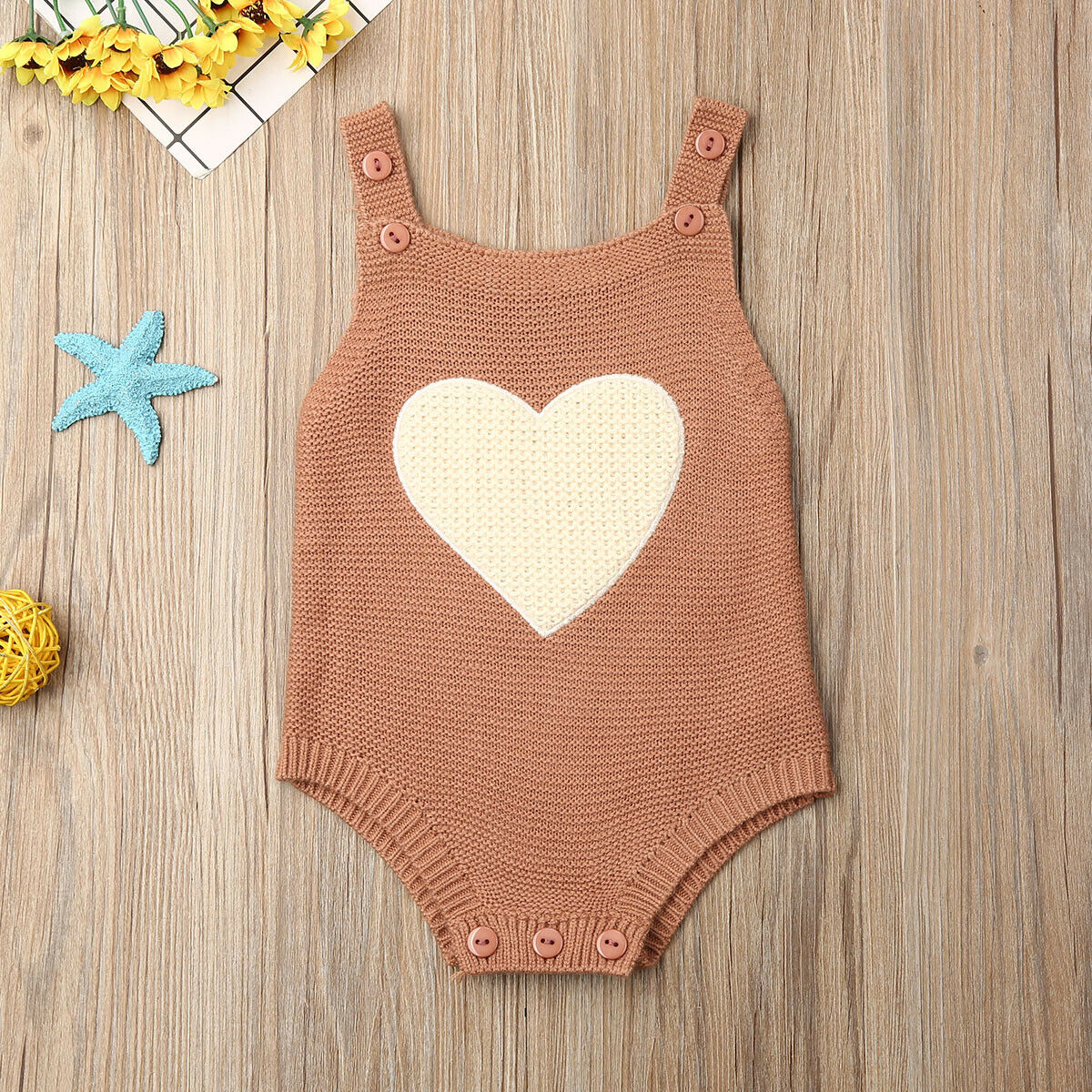 Spring Autumn Clothing Baby Girl Knitted Bodysuit Boy Jumpsuit Newborn Sleeveless Outfits Infant Heart Star Clothes Girls Romper