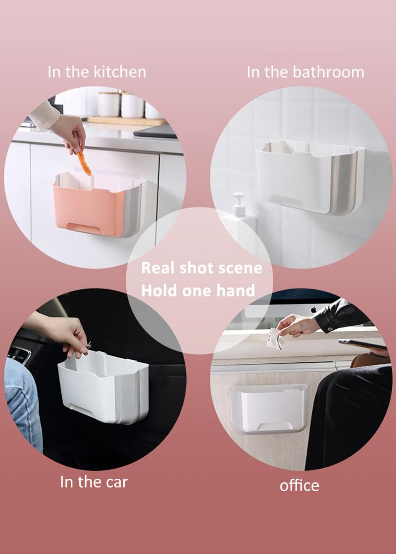 Armario de cocina puerta de pared plegable cubo de basura Puerta de armario de cocina cubo basura colgar montado en casa almacenamiento plegable