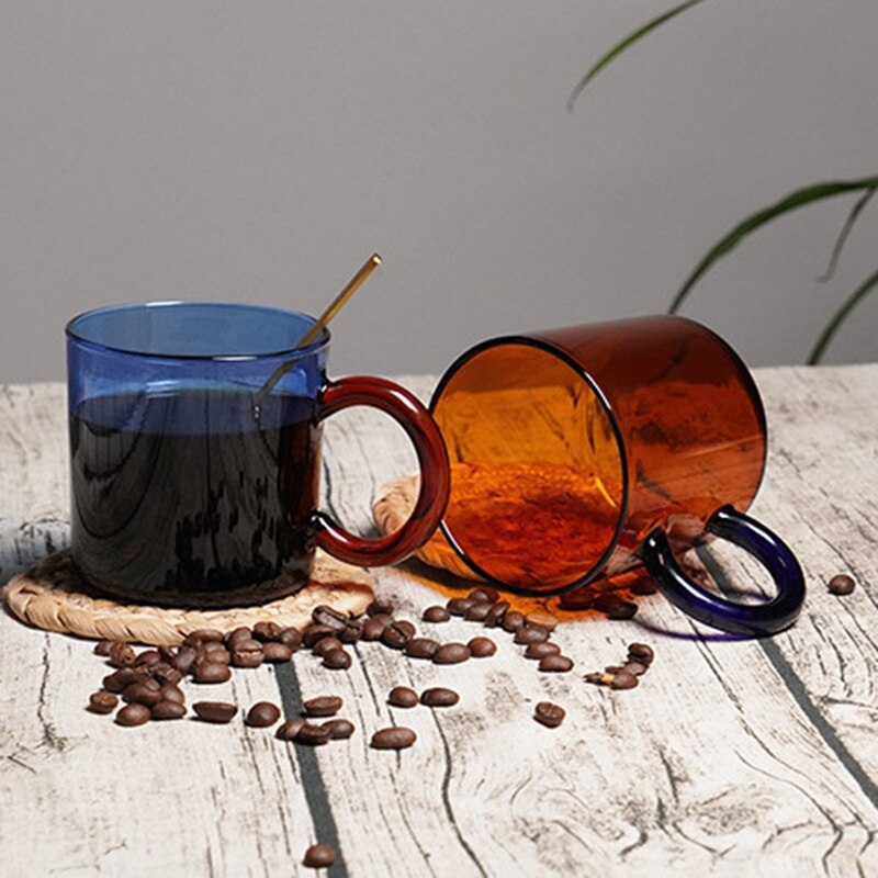 Coffee Tea Cups Heat Resistant Glass And Mugs Color Thickened Travel Coffee Mugs With The Handle Mugs Drinking Shot Glasses