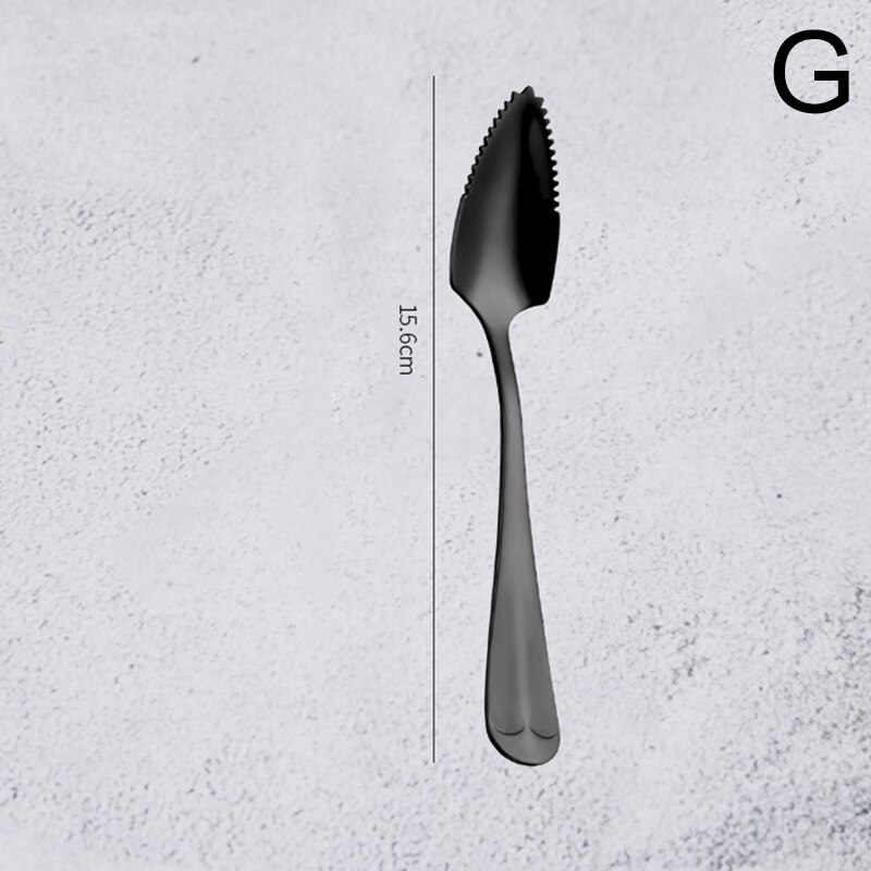 1Pcs Stainless Steel Fruit Dredger Serrated Spoons Dessert Coffee Ice Cream Spoon Stirring Teaspoons Kitchen Supplies: G