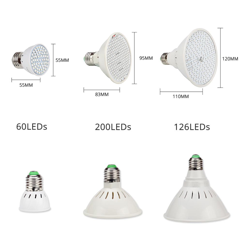 Neue voll Spektrum E27 60 126 200 Leds verrotten Blau LED wachsen Lampen für Blüte und Hydrokultur Pflanzen drinnen draussen Wachsen Licht