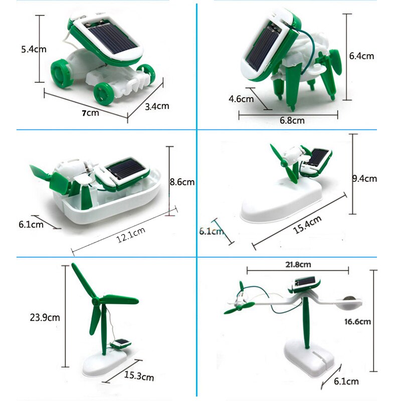 6 In 1 Solar Speelgoed Educatief Solar Kit Power Robot Kit Diy Monteren Gadget Vliegtuig Boot Auto Trein Model Wetenschap Voor Kids