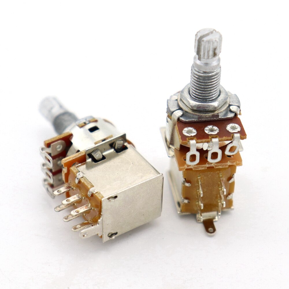 3 pcs Guitar Bass Push Pull Pot Push Pull Potentiometer Volume Tone Short Split Shaft Switch Pots A25K （Chrome）