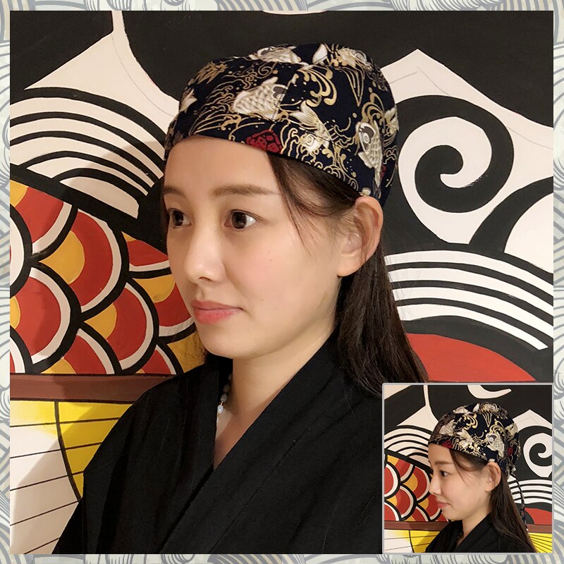 Cuisine Headscarf Chef&#39;s Hat Japanese Restaurant Uniforms Sushi Cook Cap Unisex Kitchen Job Japanese Sushi Hat: Pink
