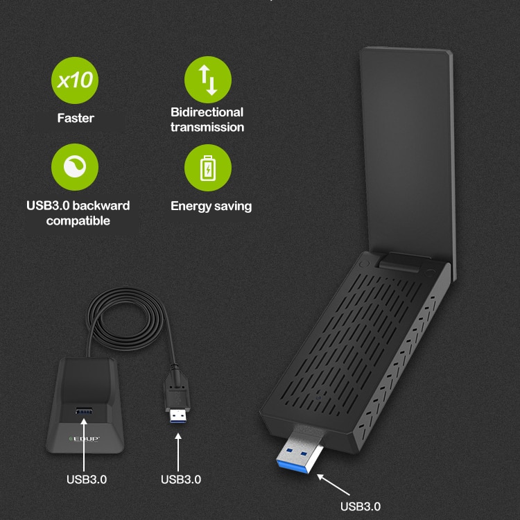 2,4G/5G kabellos USB 3,0 Wifi Adapter 600Mbps/1900Mbps Dual Band netzwerk karte kanal 802,11 ac Mit Antenne Für Schreibtisch Empfänger