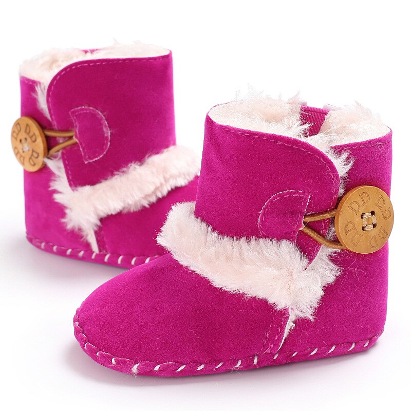 Baby Boys Boots Baby Girls Shoes Keep Warm Button Buckle Soft Sole Snow Boots Toddler Winter Boots Snowshoes 6 colours: rose red / 3