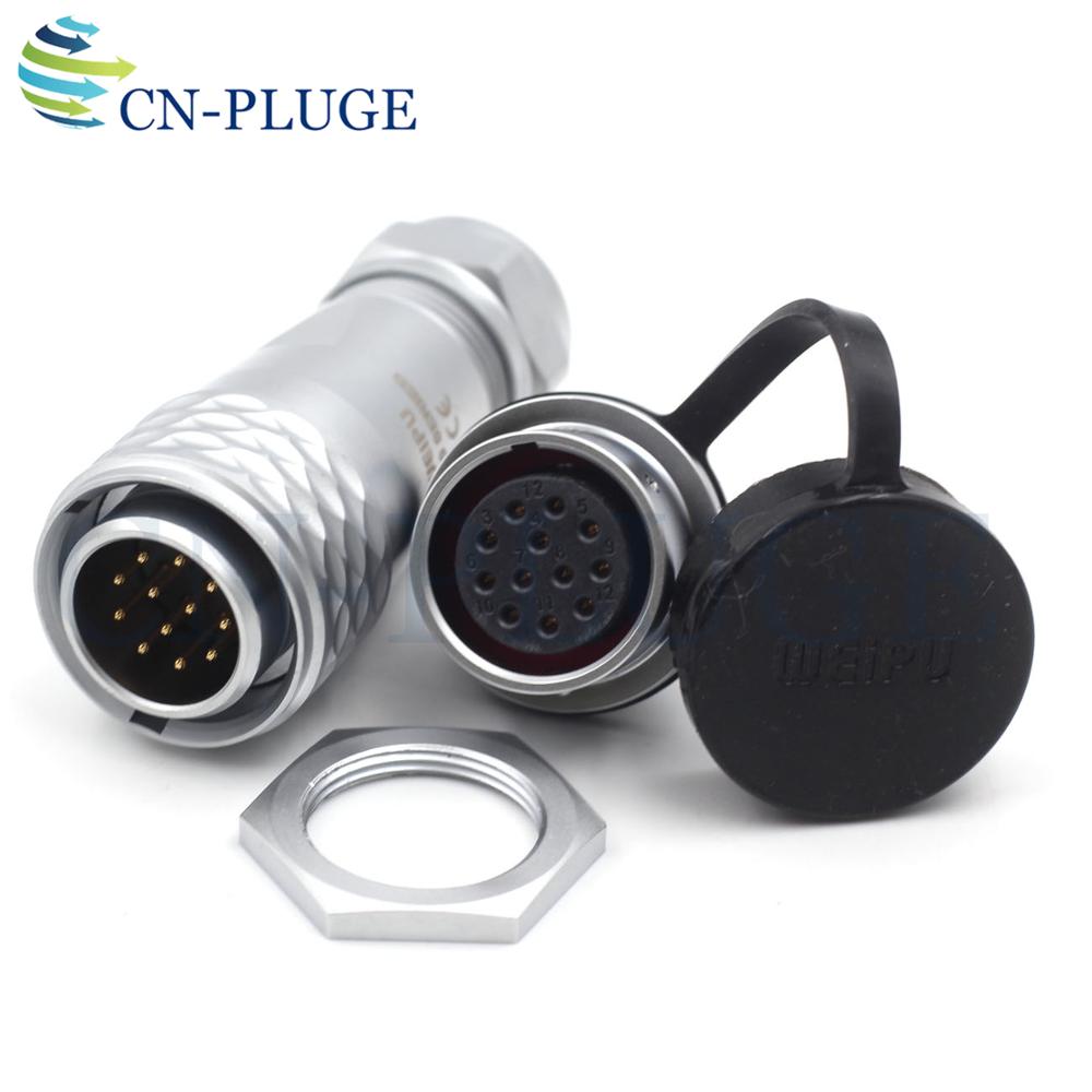 Waterproof 12 pin Automotive Wire Connector WEIPU SF20 Series 20mm Circular Panel Mount Connector Male Plug & Female Socket IP67