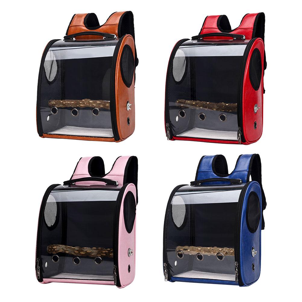 Mochila transparente de transporte de mascotas para mochila de pájaro loro de doble apertura jaula de pájaro con cremallera portador de aves con agujeros de ventilación