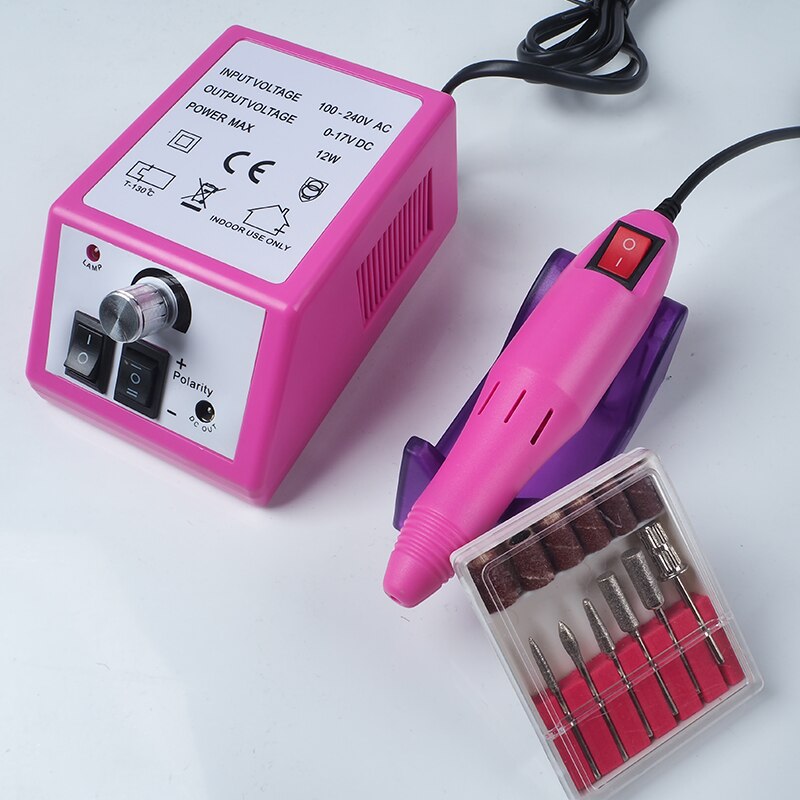 Electric Manicure Machine Set 20000RPM Nail Drill Milling Cutter Nail Art Sanding File Gel Cuticle Remover: Pink / EU
