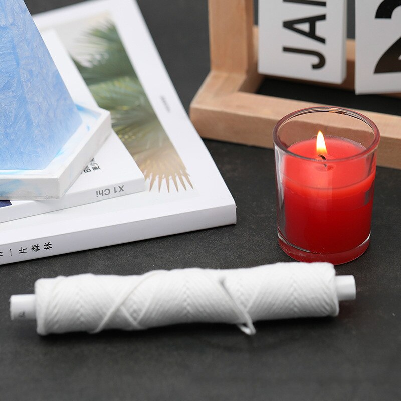 Herramientas para velas de aromaterapia, mechas de vela cilíndricas de hilo largo de algodón, compactas, sin humo, 30 metros