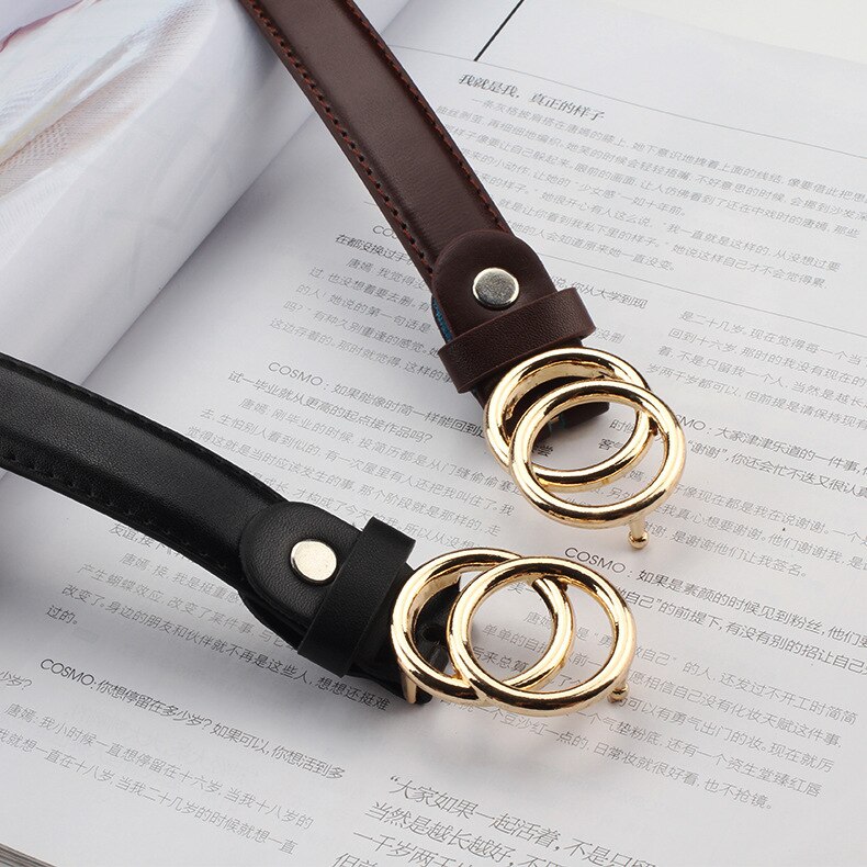Patroon Casual Oogjes Pu Lederen Riem Voor Vrouwen Vrouwelijke Gouden Ronde Pin Gesp Brede Jean Taille Riem Dubbele Lus glad Gesp