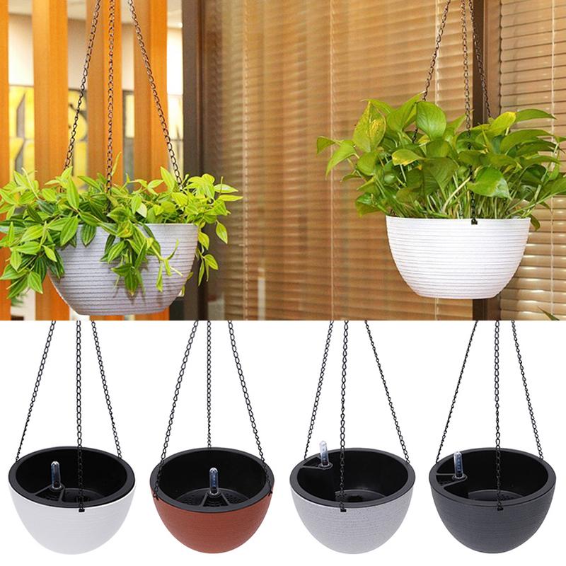 Hanging Planter Semi-Circular Flowerpot Self-Absorbing Plant Holder Garden Decoration Indoor Outdoor Watering Hanging Baskets