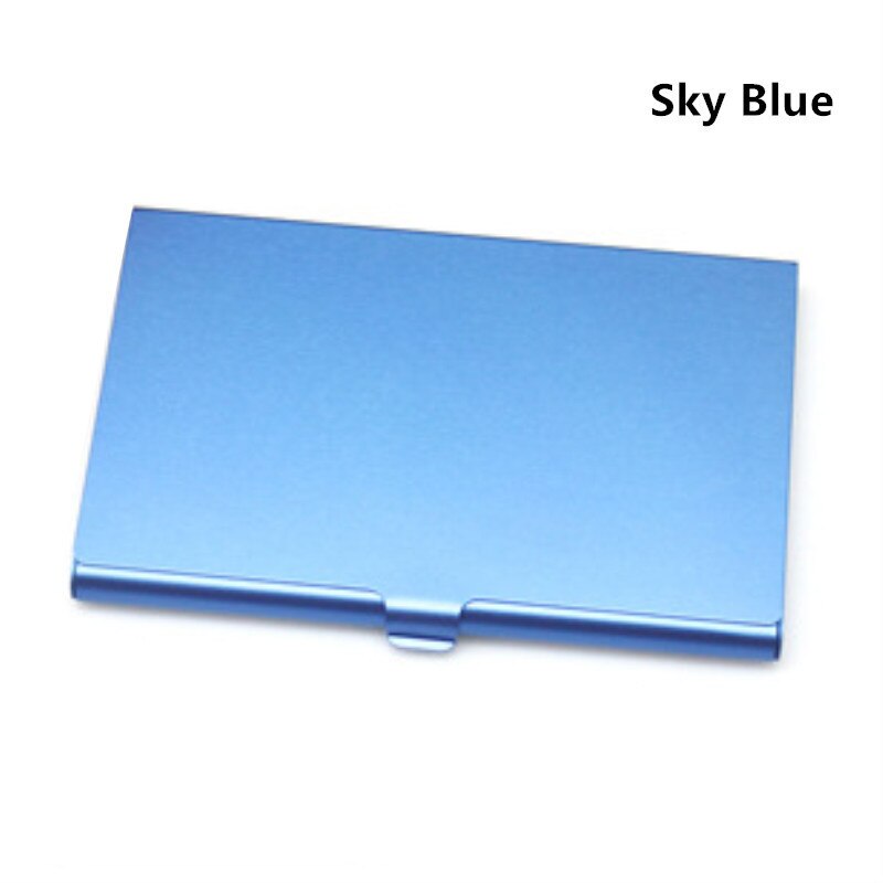 Casual Business Card Case Stainless Steel Aluminum Holder Metal Box Cover Credit Men Business Card Holder Metal Wallet: Sky Blue