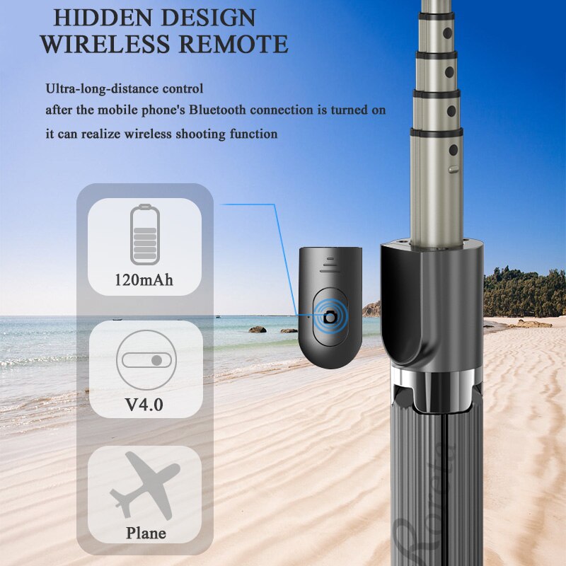 Roreta Tragbare Drahtlose Bluetooth Selfie Stock mit Stativ Erweiterbar Faltbare Einbeinstativ für iphone x 11 Mini Aktion Kamera