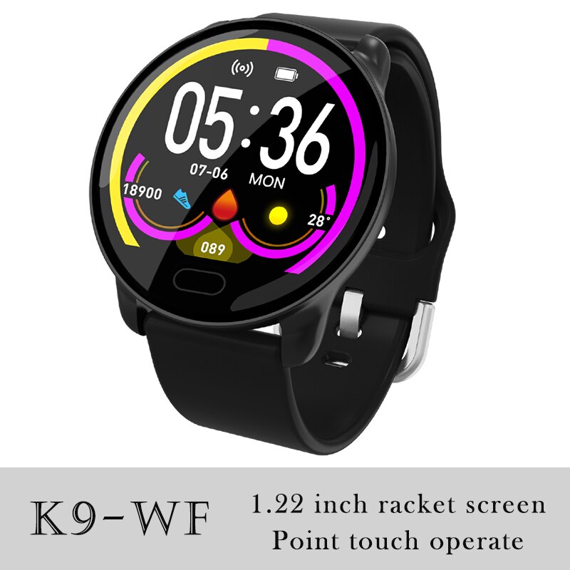 696 K9-WF Full Touch Pedometer Smart Watch Fitness Tracker Heart Rate Monitor Blood Pressure Smartwatch Monitor Smart Bracelet: K9 Black rubber