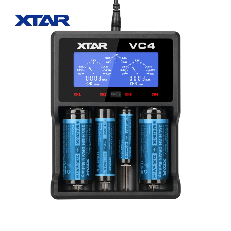 Xtar VC4 Batterij Opladen Universele Lcd-scherm Usb Ni-Mh/Ni-Cd Li-Ion Batterij Oplader 18650 22650 18500