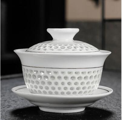 Dehua biała porcelana Gaiwan duży ceramiczny niebieski i biały Sancai przykrywka do filiżanki pojedyncza filiżanka Jingdezhen zestaw do parzenia herbaty: 19