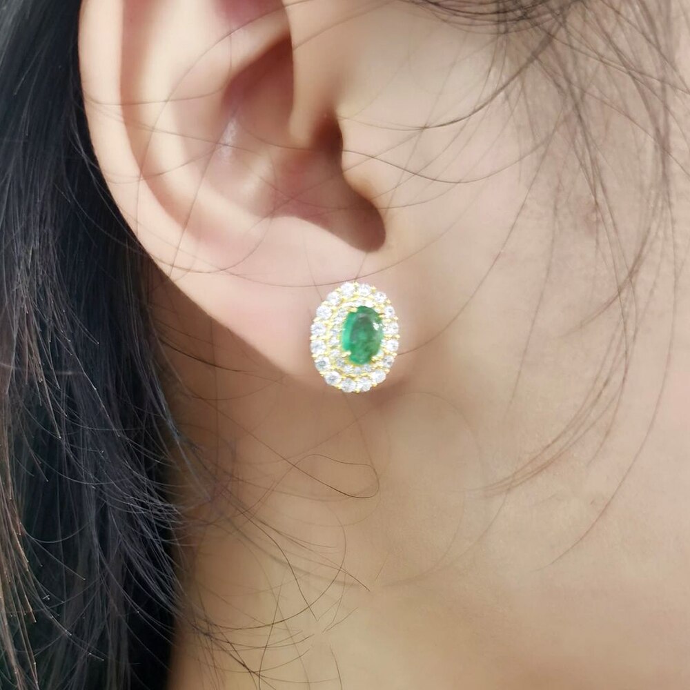 DIMINGKE-pendientes de plata de Esmeralda S925 para mujer, joyería de aniversario de boda, de cumpleaños, 5x7MM