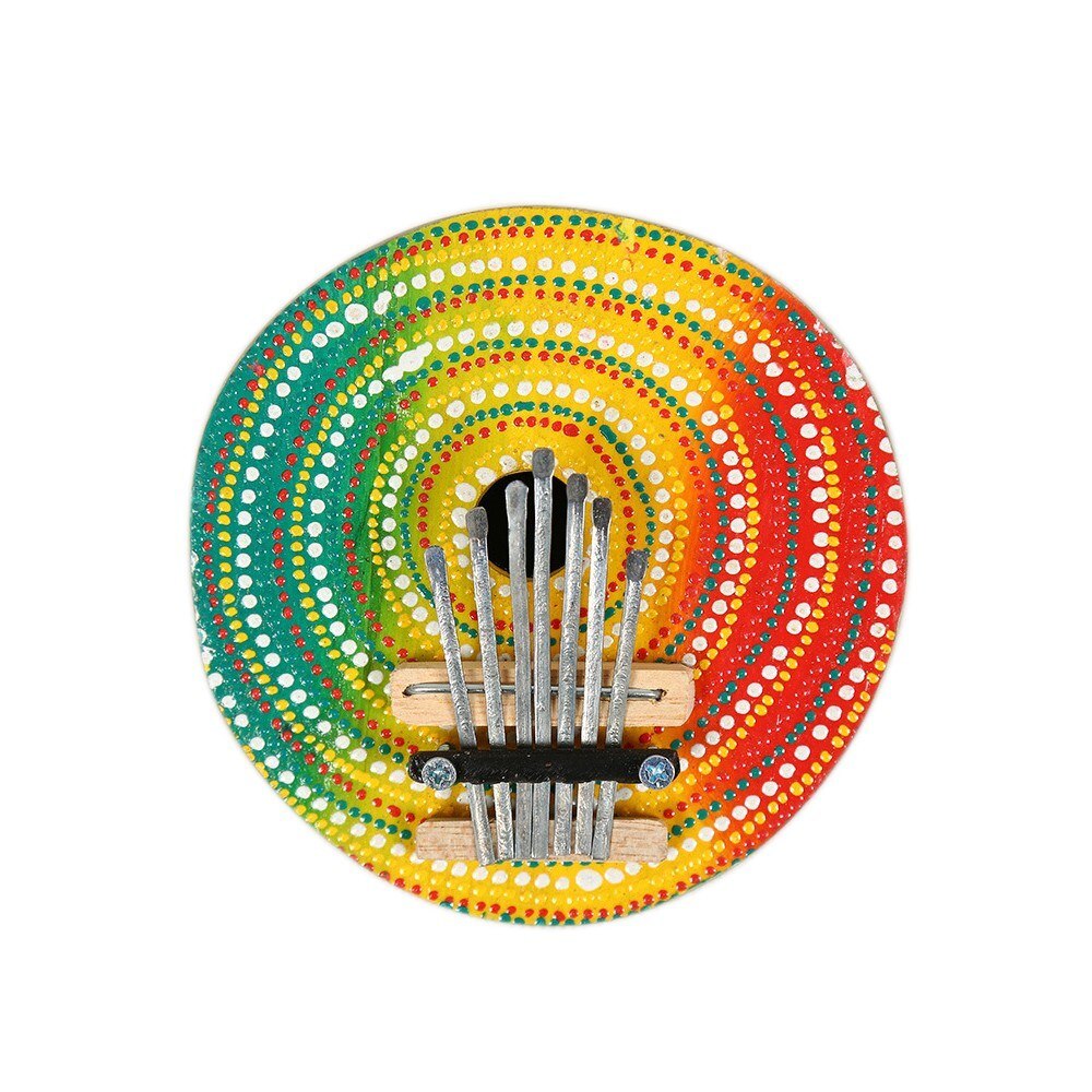 Funda de coco de 7 teclas, teclado pintado, Kalimba, Pulgar, Piano, madera, instrumento Musical portátil