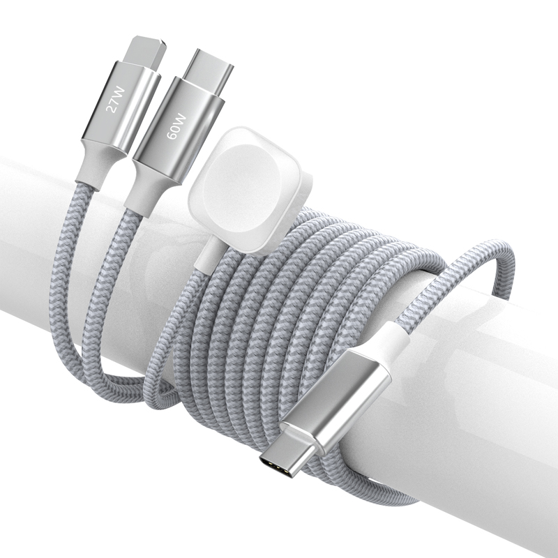 USB C Charger for Apple Watch, 3 in 2 Charging Cable with for Apple iWatch iPhone 15/14/13/12Pro, Nylon Braided-line