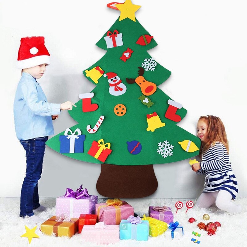 Kids DIY Felt Christmas Tree Merry Christmas Decorations For Home Christmas Wall Ornaments Xmas For Toddlers