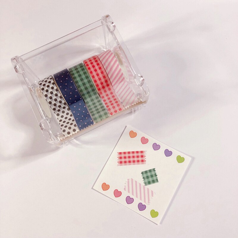 Transparent Plastic Adhesive Tape Dispenser Office Desktop Tape Holder With Tape Cutter School Stationery Supplies Tool