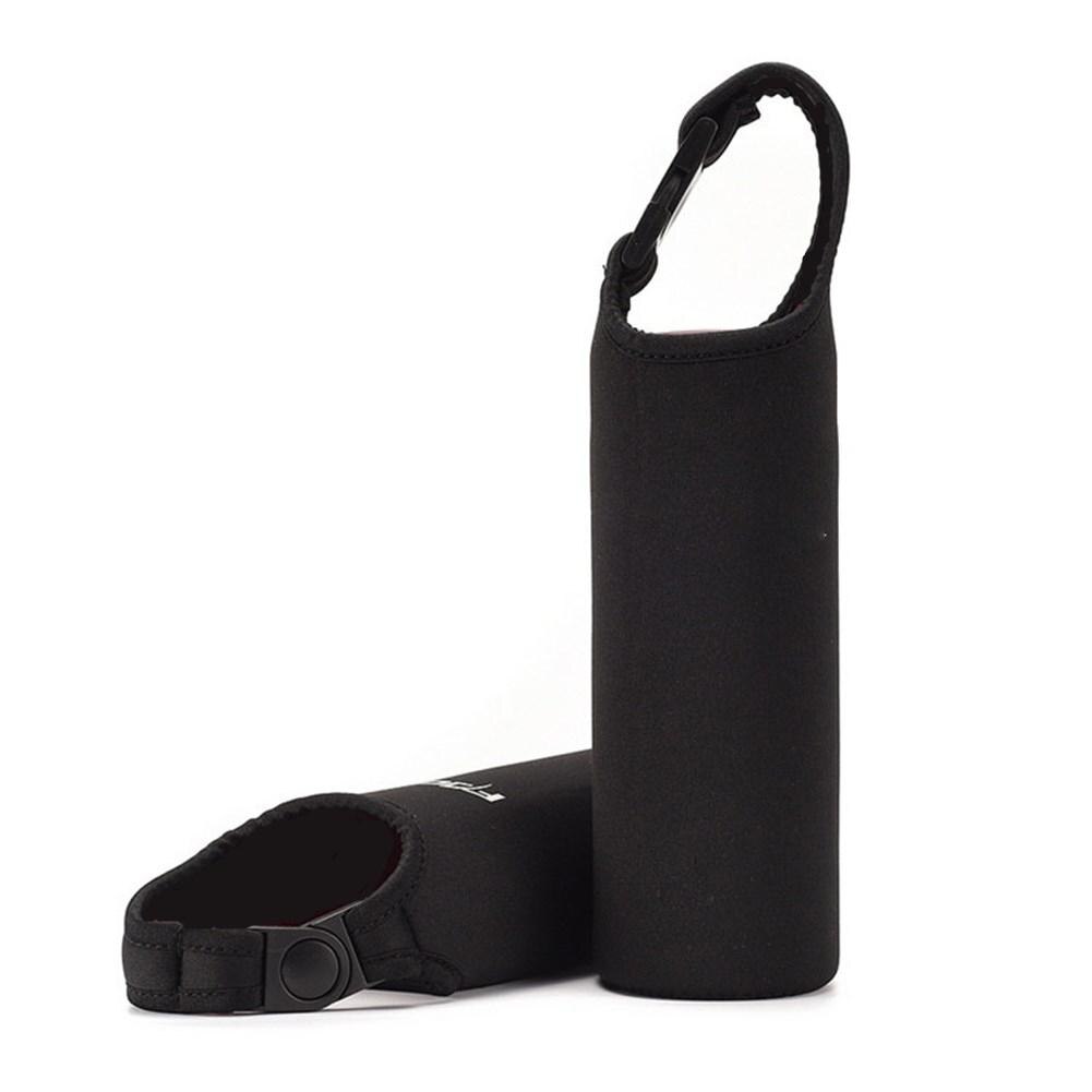 Ingen bærbar vandflaske ærmepose taske isoleret vandtæt neopren flaskeholderholder med spændehåndtag sort