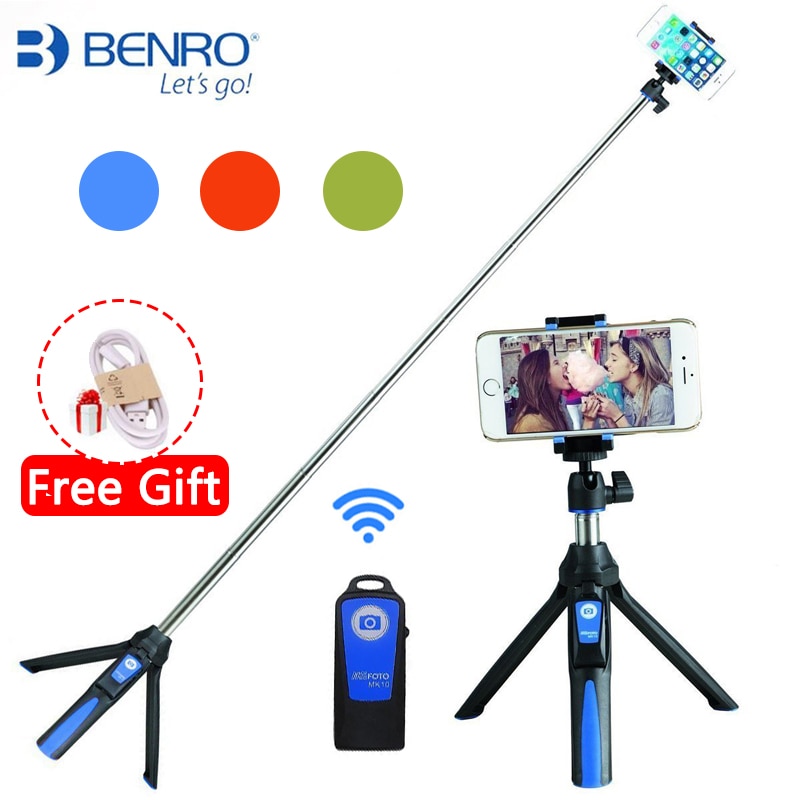Benro MK10 Handheld & Statief Combo Selfie Stick Met Bluetooth Remote & Gopro Adapter Voor Iphone 7 8 Plus X samsung S10 Huawei Gopro