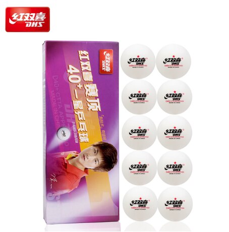 Juego de 10 pelotas de plástico DHS 3-Star 1-star D40 para tenis de mesa, Material para Ping Pong: 10 balls 1 star W