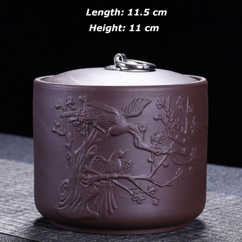 Theeblik paarse klei puer groene thee opbergdoos theepot snoeppot gedroogd fruit container keramiek kruiden opbergdoos 11.5*11cm: A