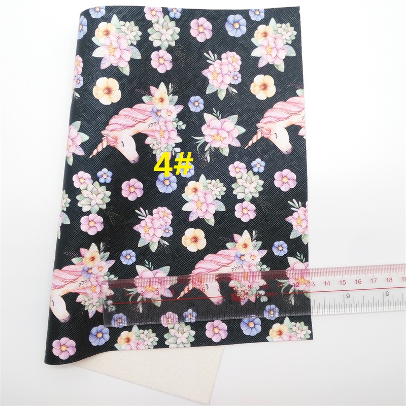 Unicorn Printed Synthetic Leather Faux Fabric Sheets Felt Backing Leather Sheets For Accessories Bows 21X29CM GM2167A: 4
