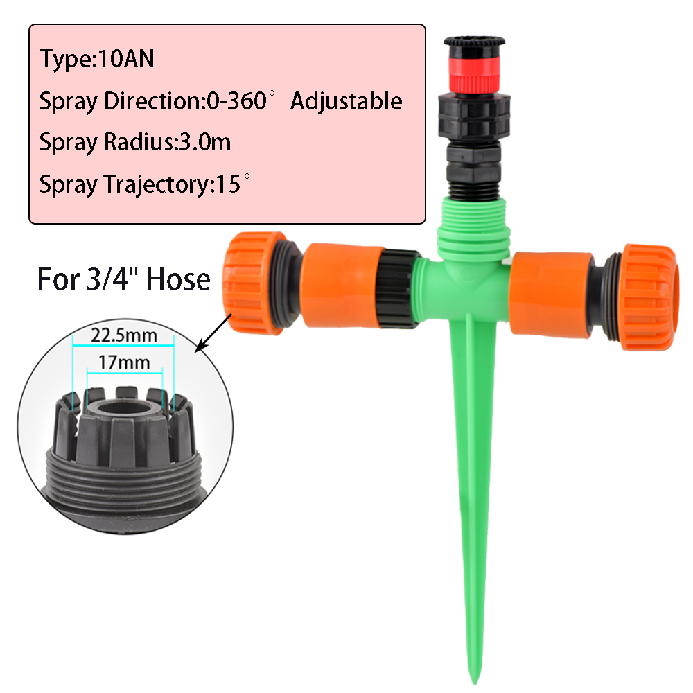 Tuinsproeier 0-360 ° Rotatie Irrigatie Bewateringssysteem Automatische Landbouw Gazon Boerderij Kas Plant Met Plastic Houder: Oranje