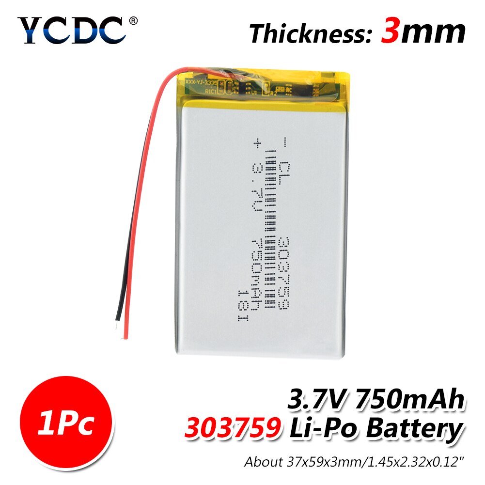 Rechargeable battery 303759 3.7V lithium polyme... – Grandado