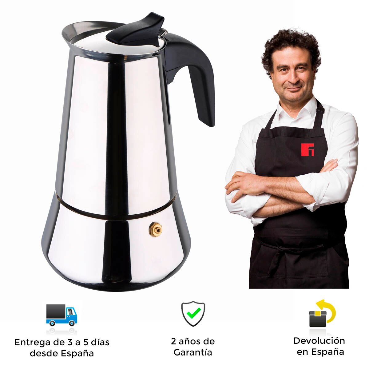 Cafetière italienne en acier inoxydable, machine à café italienne élégante, professionnelle, sûre, poignée en caoutchouc ferme, facile à utiliser et à nettoyer, s&#39;adapte à tous les types de cuisine