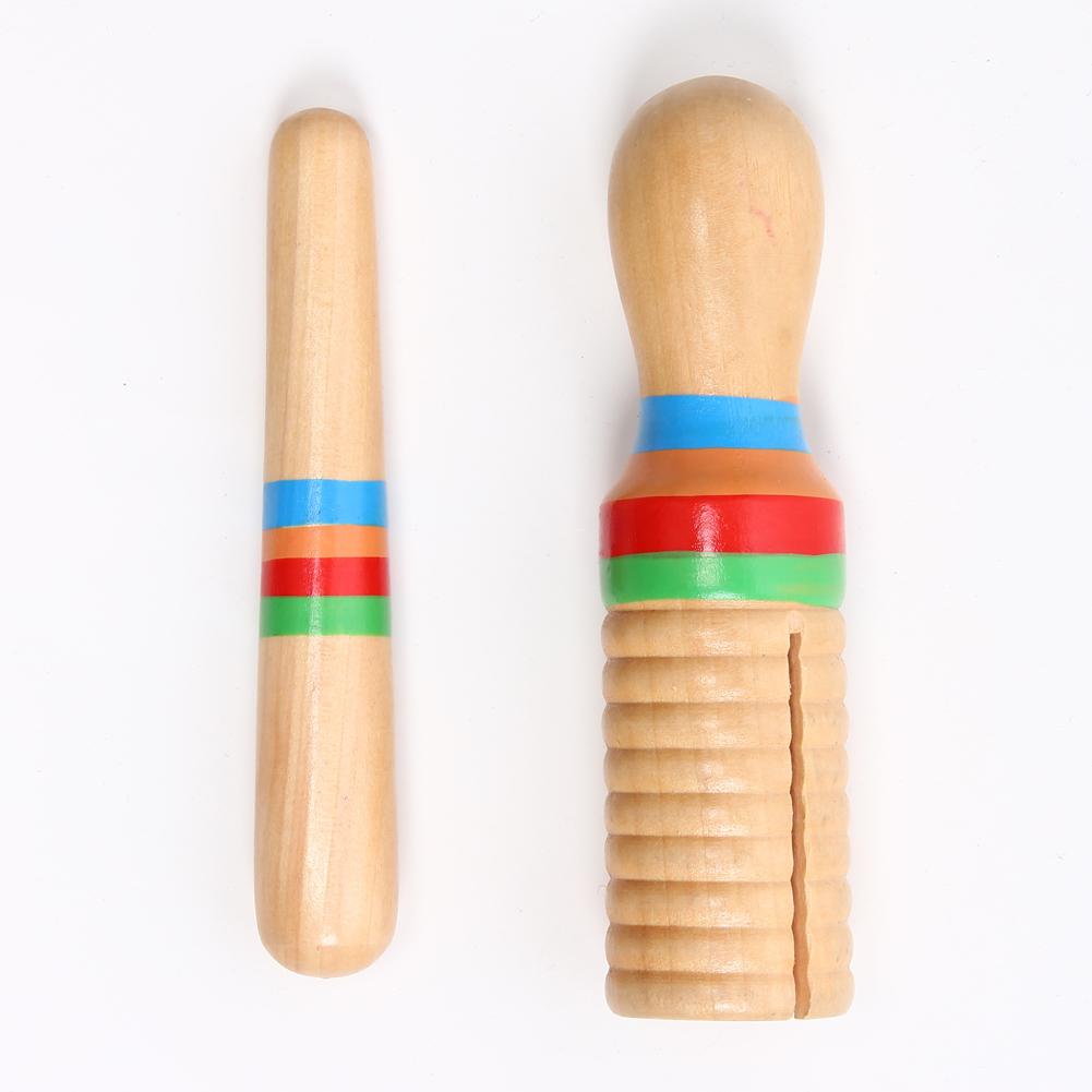 Filo di legno Guiro anello singolo asta campana percussione mano Guiro ritmo bastone giocattoli educativi in legno strumento musicale giocattolo per bambini