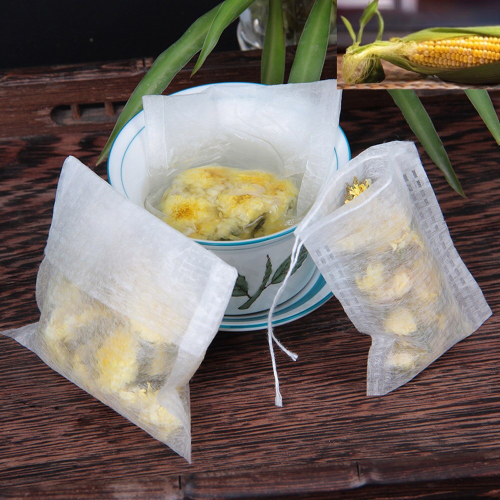 100pcs tea bags empty fragrant tea bags sealed filter paper bulk tea drawstring fiber bag filter, boiled herb spice coffee bag