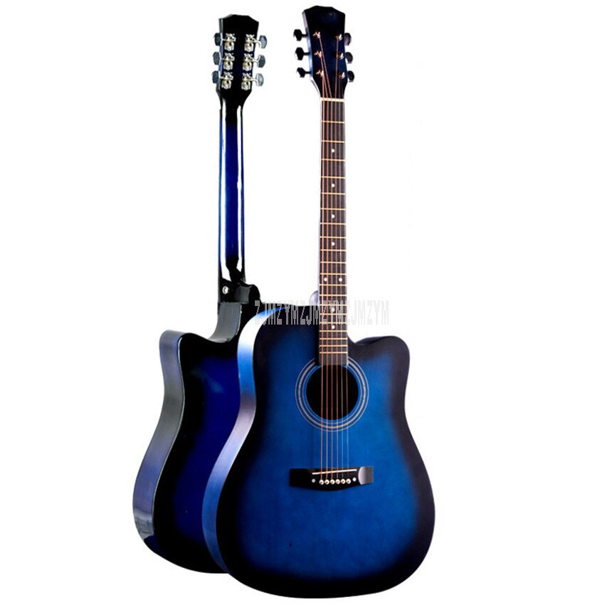 Guitare acoustique Folk en bois massif, 6 cordes, 41 pouces, avec sac, pour débutant, amateur d&#39;instruments de musique, , 1 pièce: blue color